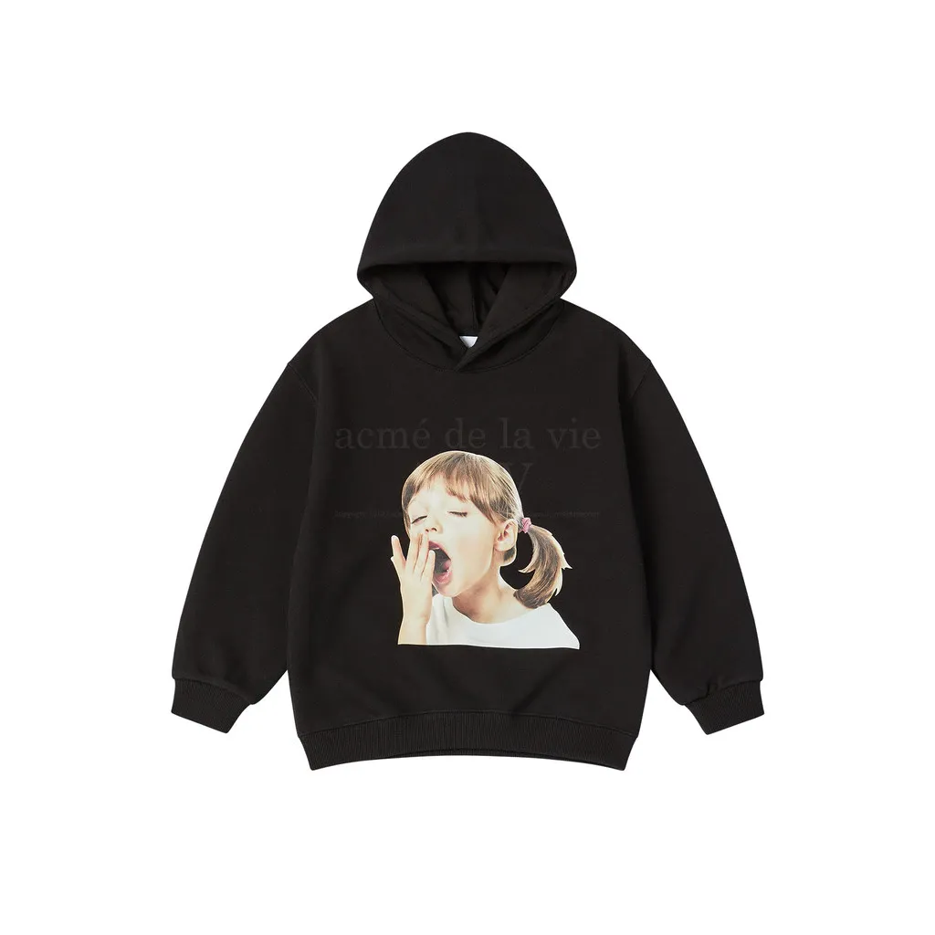 [ADLV] Kids Baby Face Yawn Hoodie Black